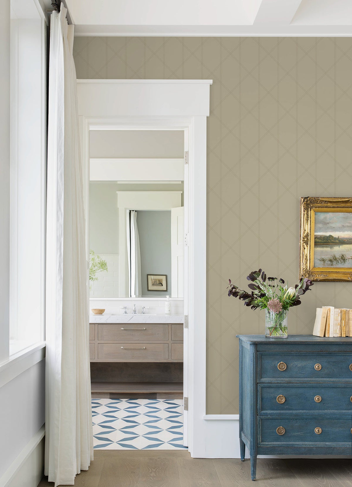 Walcott Stitched Trellis Wallpaper
