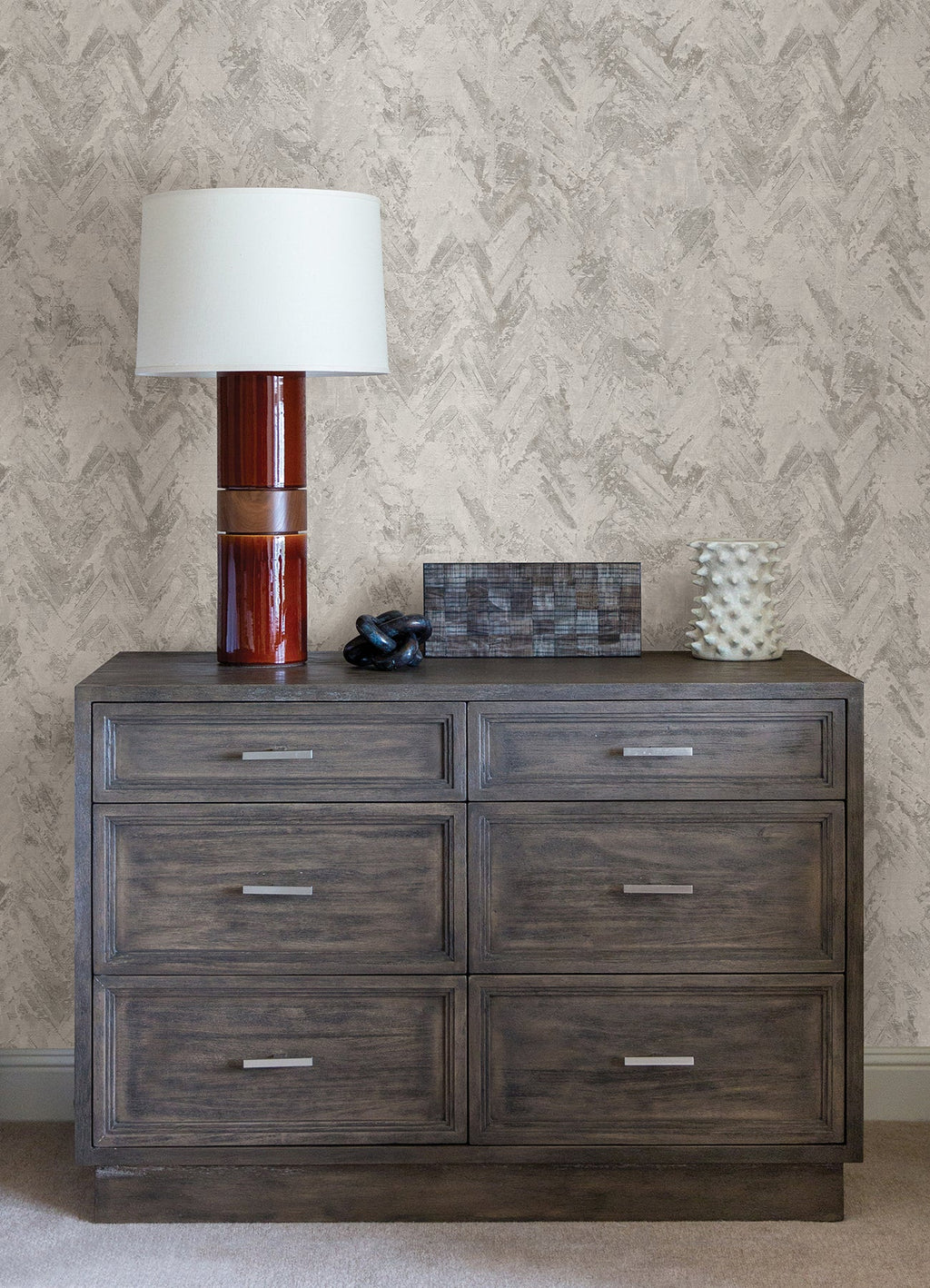 Amesemi Distressed Herringbone Wallpaper