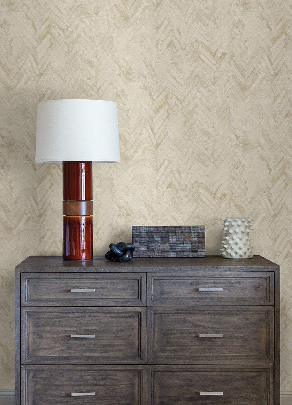 Amesemi Distressed Herringbone Wallpaper