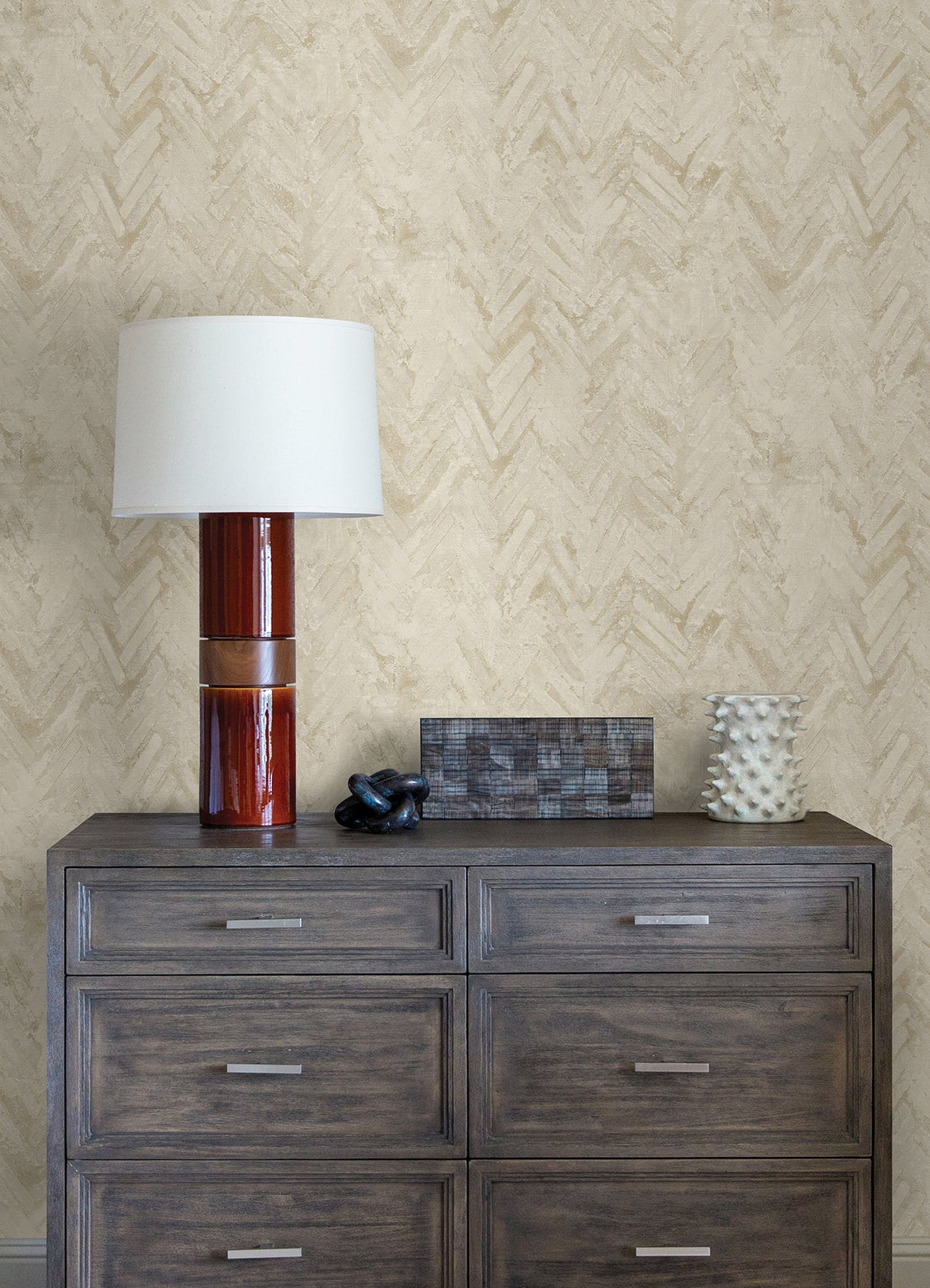 Amesemi Distressed Herringbone Wallpaper