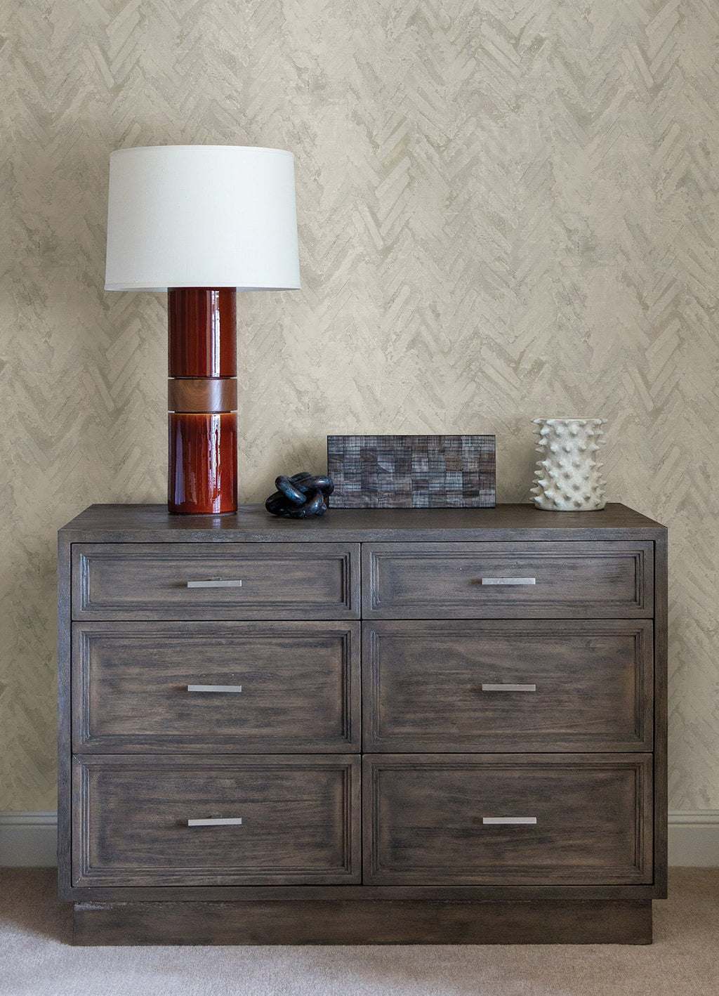 Amesemi Distressed Herringbone Wallpaper