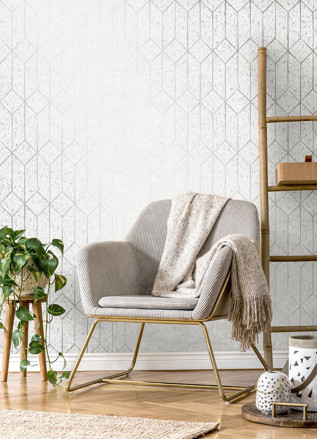 Hayden Concrete Trellis Wallpaper