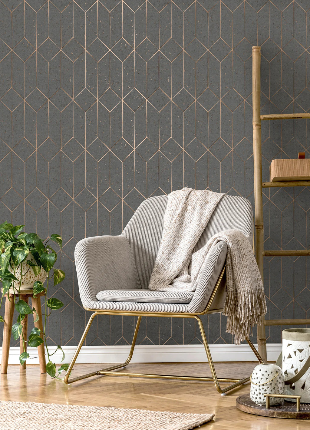 Hayden Concrete Trellis Wallpaper
