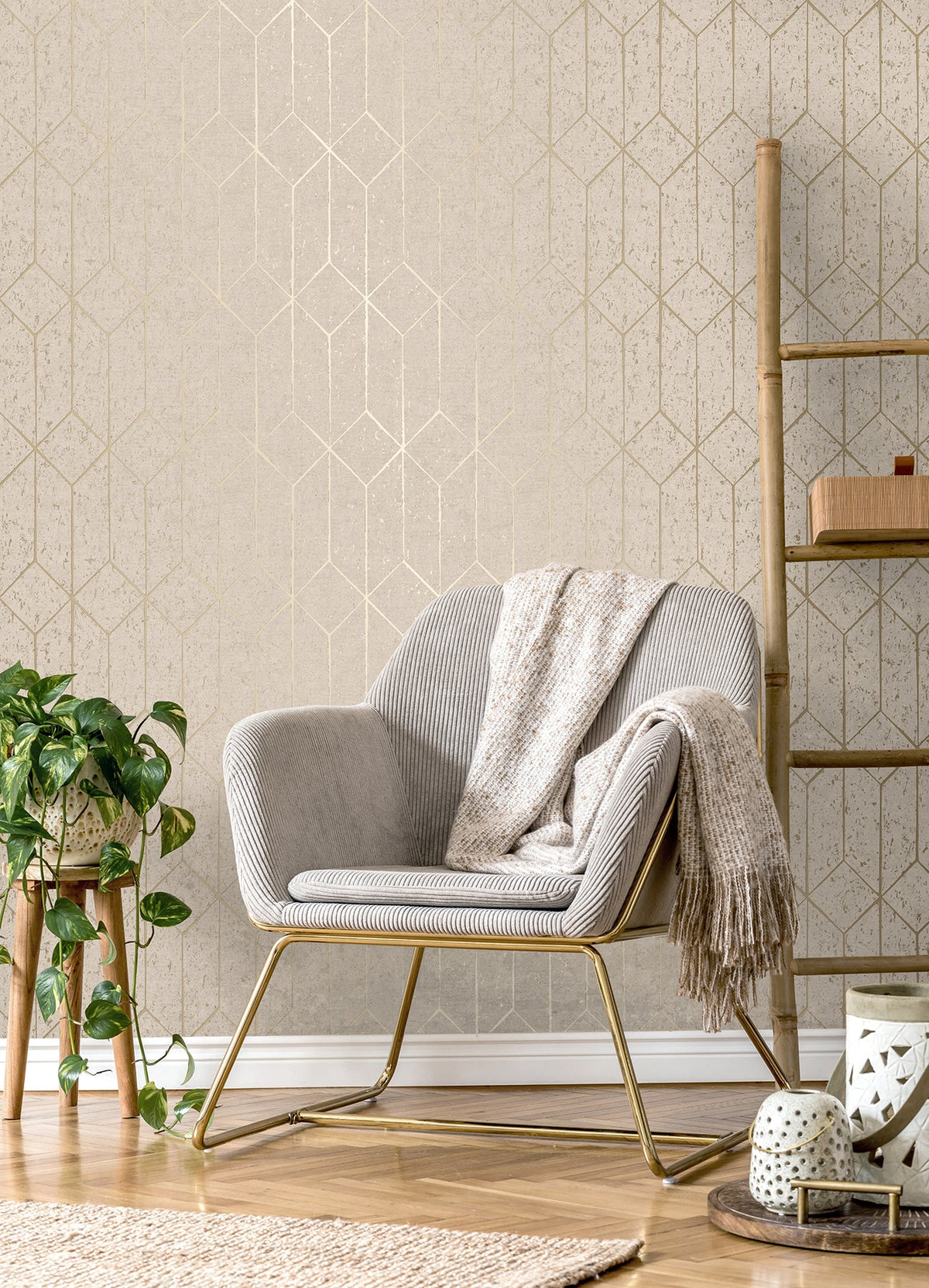 Hayden Concrete Trellis Wallpaper