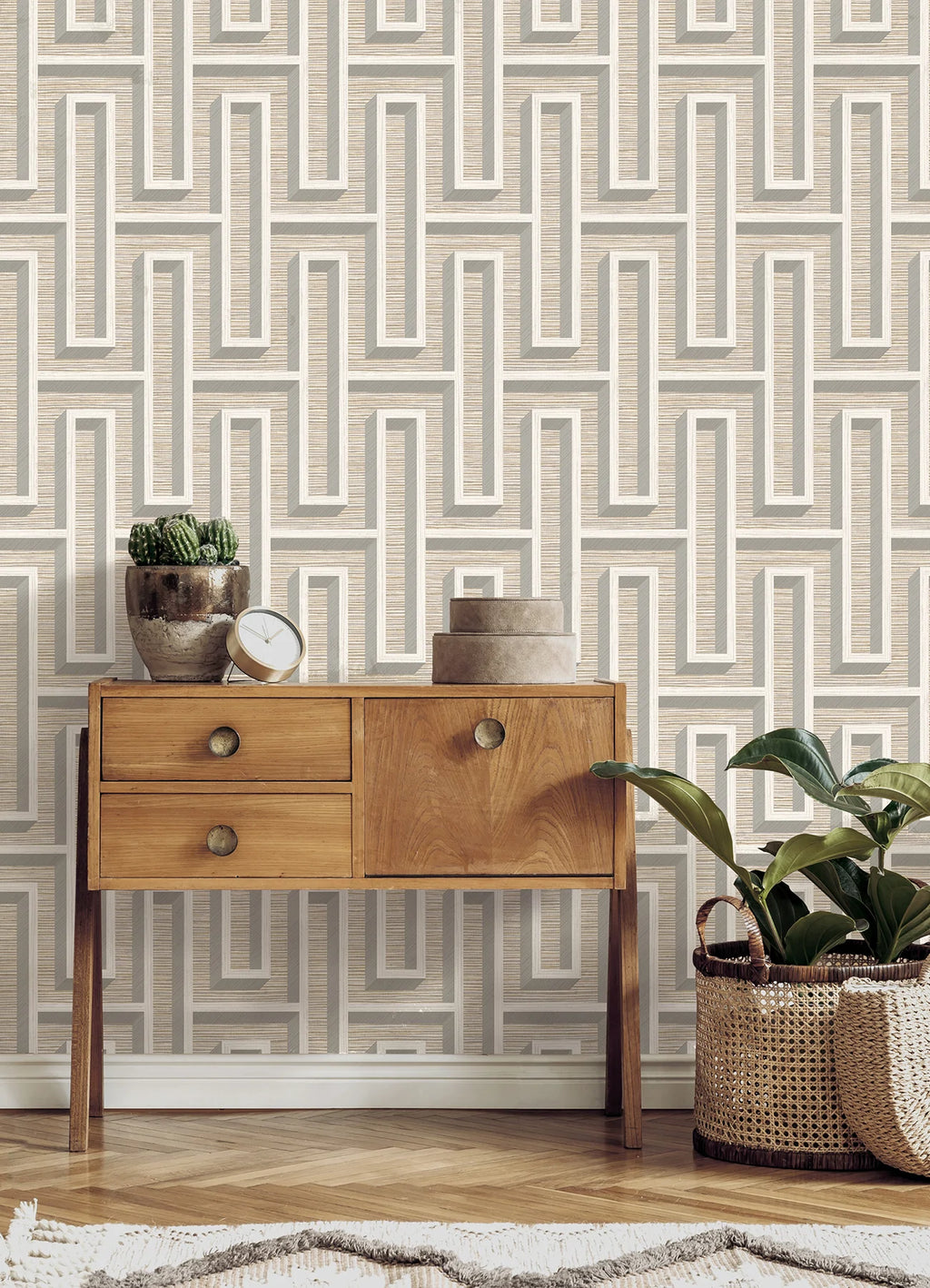 Henley Geometric Grasscloth Wallpaper