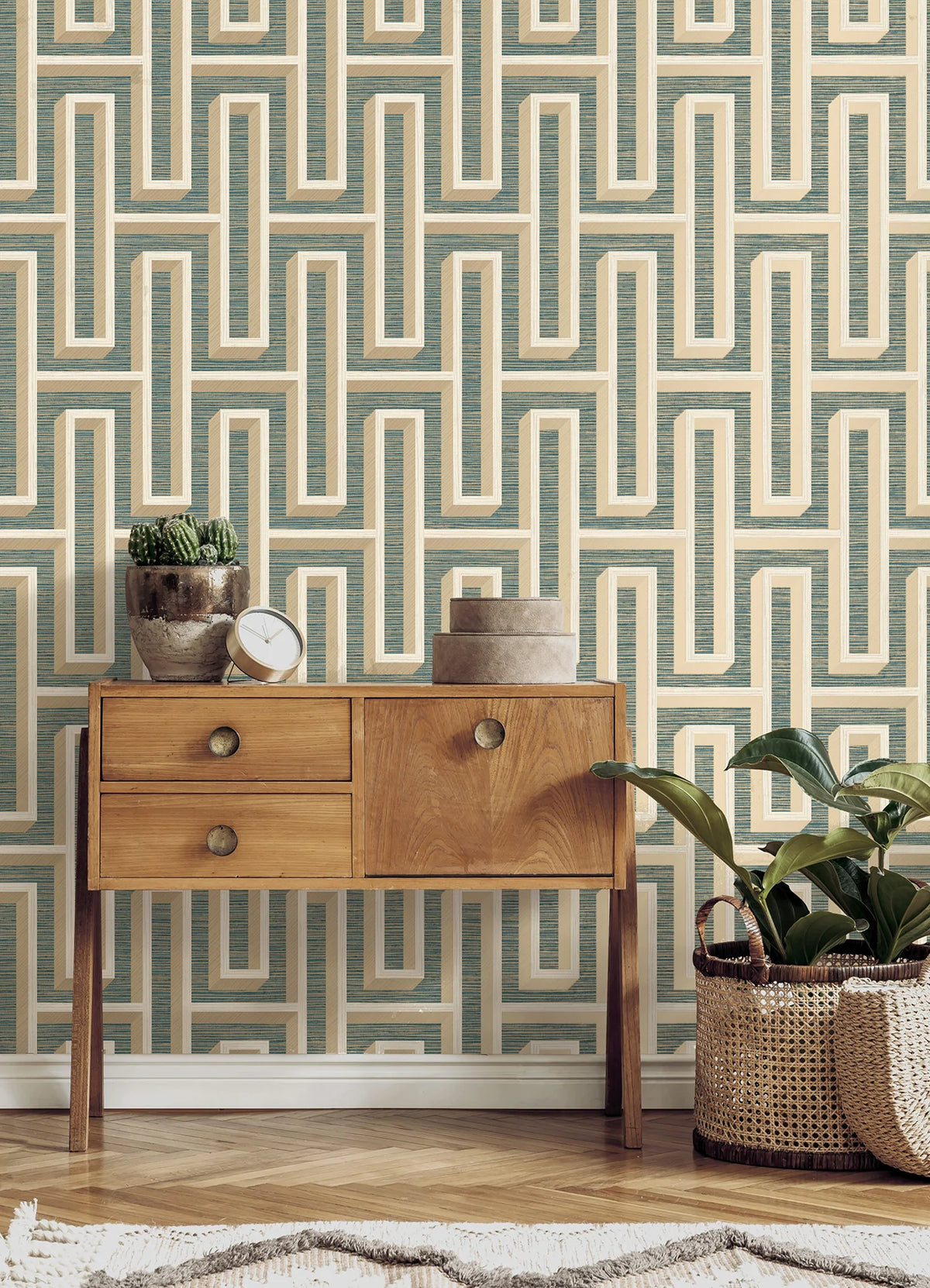 Henley Geometric Grasscloth Wallpaper