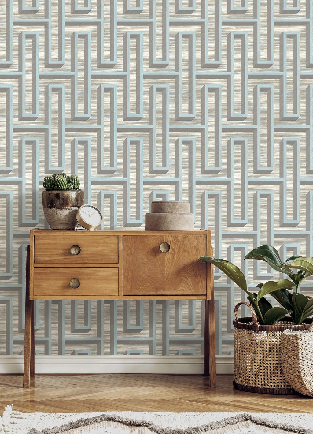Henley Geometric Grasscloth Wallpaper