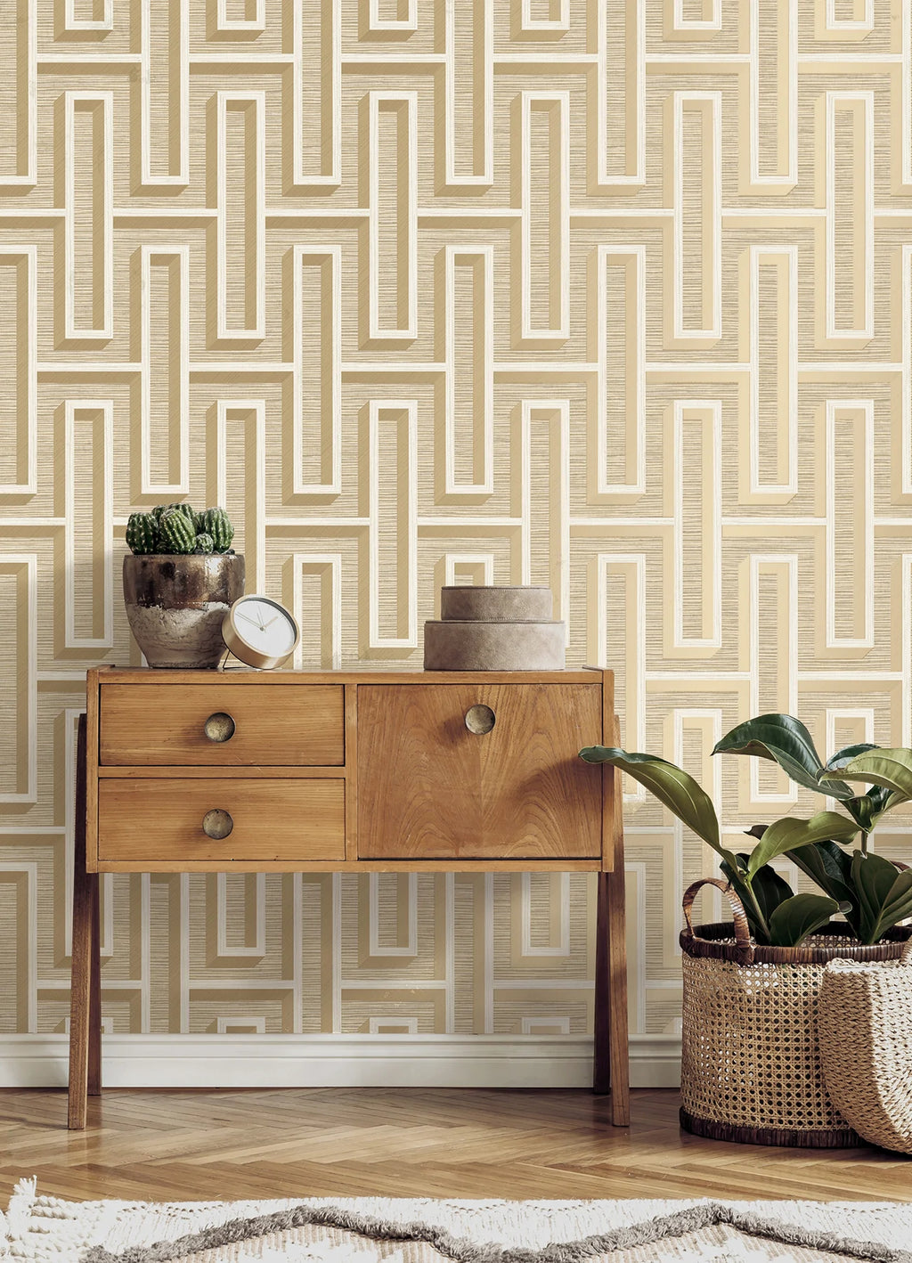 Henley Geometric Grasscloth Wallpaper