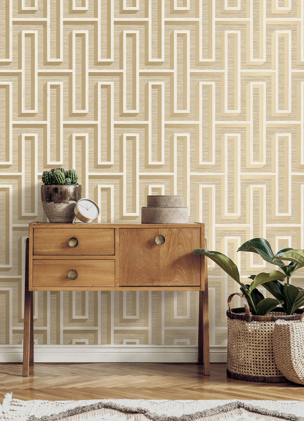 Henley Geometric Grasscloth Wallpaper