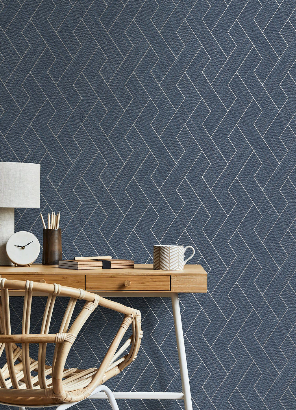 Ember Geometric Basketweave Wallpaper