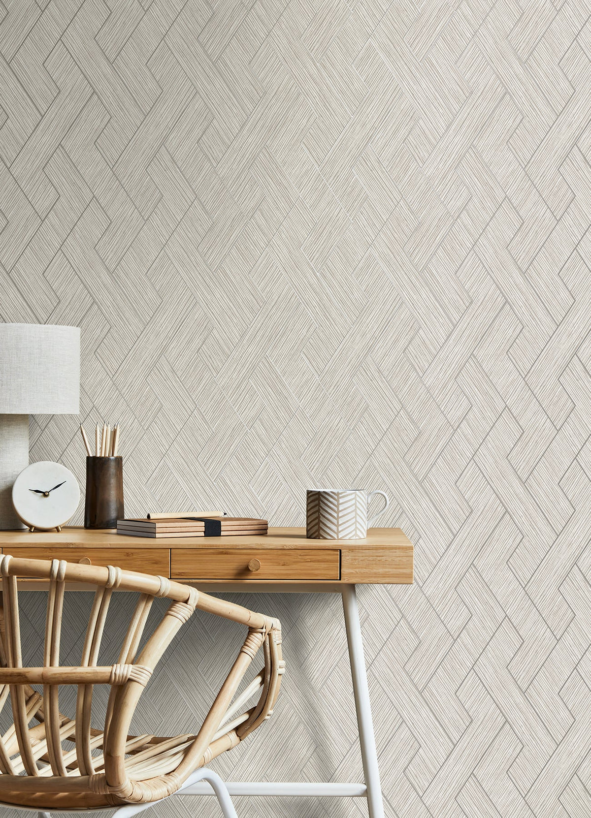 Ember Geometric Basketweave Wallpaper