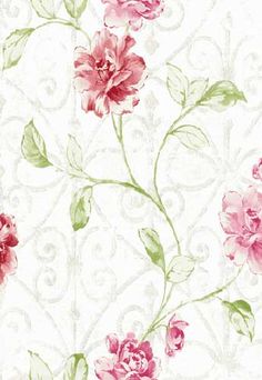 FF90900. White bg.w/rose and green flowers