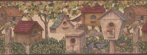 Border w/ birdhouses in muted colors. 5804261