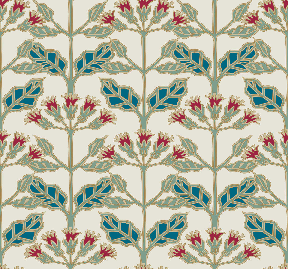 Tracery Blooms Wallpaper