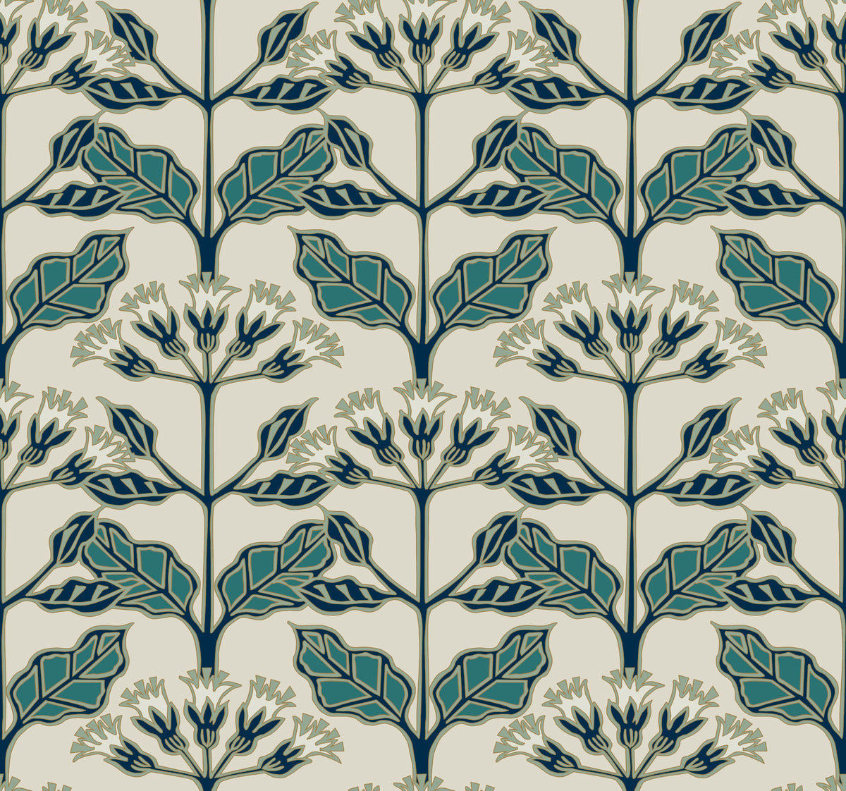 Tracery Blooms Wallpaper