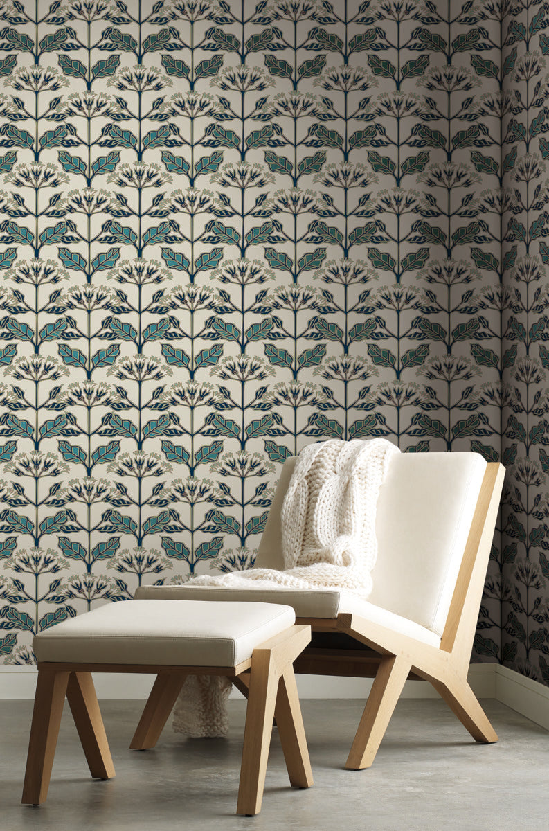 Tracery Blooms Wallpaper