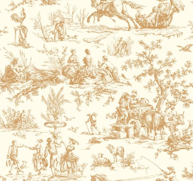 navy linen teal khaki indigo scenic harvest toile de jouy animals Colonial scenic historic archival