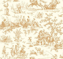 Load image into Gallery viewer, navy linen teal khaki indigo scenic harvest toile de jouy animals Colonial scenic historic archival