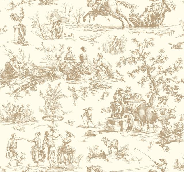 navy linen teal khaki indigo scenic harvest toile de jouy animals Colonial scenic historic archival