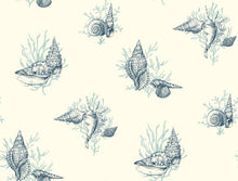 Load image into Gallery viewer, navy aqua indigo seaweed coral conch whelk cone snail cardita