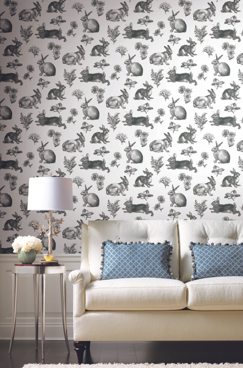 Bunny Toile Wallpaper