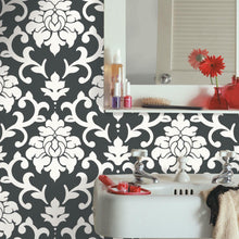 Load image into Gallery viewer, BLACK DAMASK PEEL &amp; STICK WALLPAPER