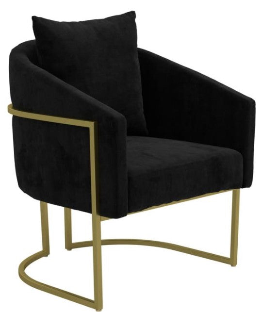 BLACK VELVET AND GOLD ACCENT CHAIR