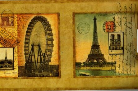 AW0728BD Paris postcards border