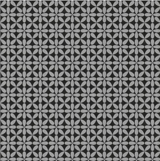 WH2696. Black bg. Silver clover geo design