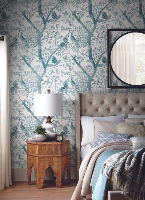 Peacock Block Print Wallpaper