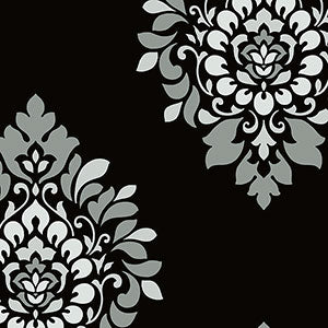 Bw28737. Black bg.damask w/silver