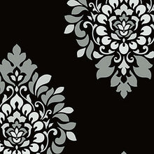 Load image into Gallery viewer, Bw28737. Black bg.damask w/silver