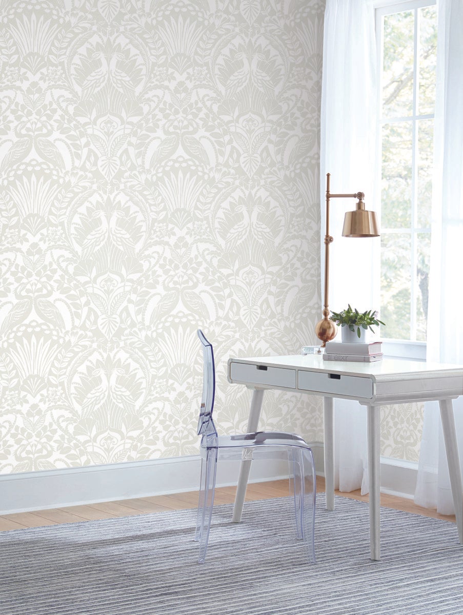 Egret Damask Wallpaper