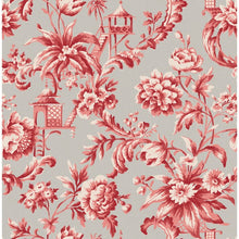 Load image into Gallery viewer, CA80401. Gray bg. W/ coral oriental design