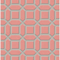 CA81301. Coral linen bg. W/taupe trellis