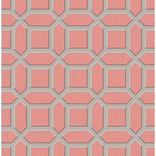 Load image into Gallery viewer, CA81301. Coral linen bg. W/taupe trellis