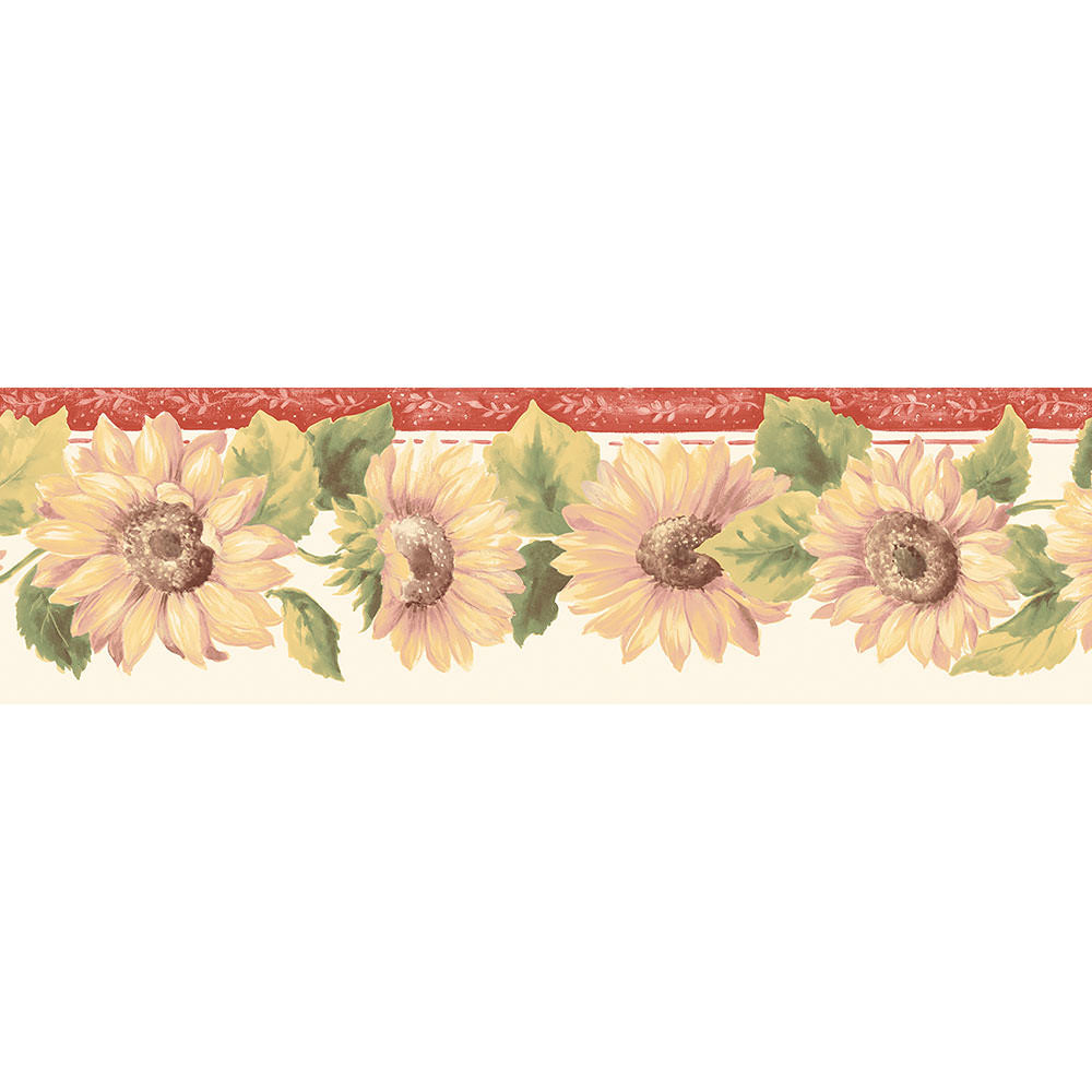 wallpaper, wallpapers, border, floral, flowers, leaves, sunflowers, die cut, solid top edge