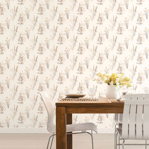 Flora Wallpaper in Grey, Sepia & Beige