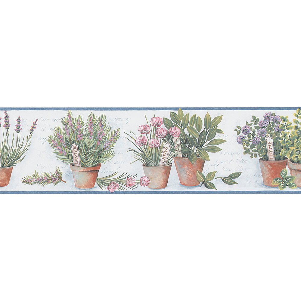wallpaper, wallpapers, border, botanical, leaves, flowers, herbs, flower pots, name tags, solid edge