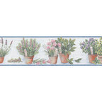 wallpaper, wallpapers, border, botanical, leaves, flowers, herbs, flower pots, name tags, solid edge