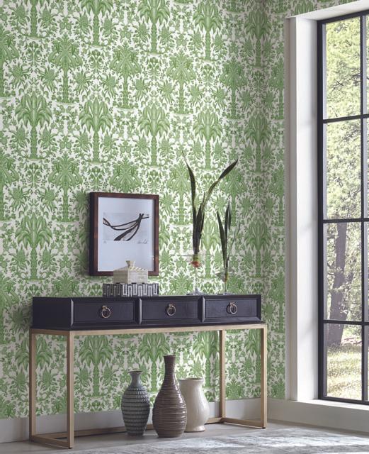 Palmetto Palm Damask Wallpaper