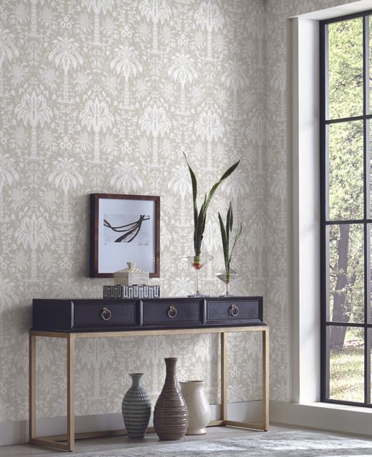 Palmetto Palm Damask Wallpaper