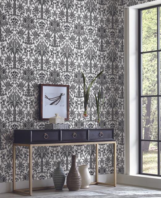 Palmetto Palm Damask Wallpaper