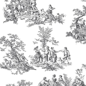 wallpaper, wallpapers, toile, people, trees, scenic, vintage, country life, animals