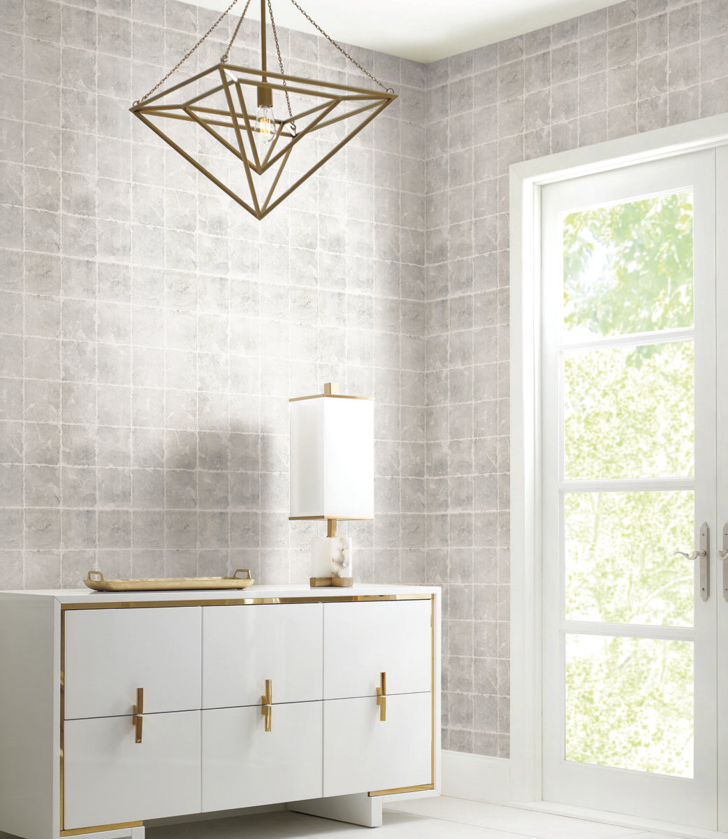 Metal Leaf Squares Wallpaper