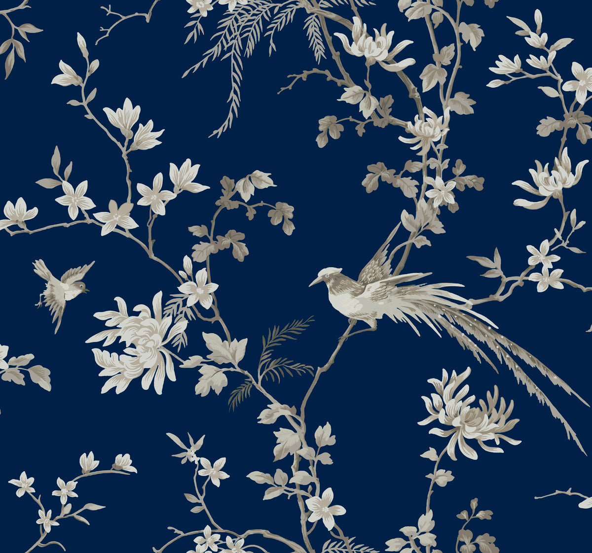 metallic, gold, silver, glint, scenic, chinoiserie, gold leaf, leopards, birds, acanthus, damask, leaf, leaves, classic, s...