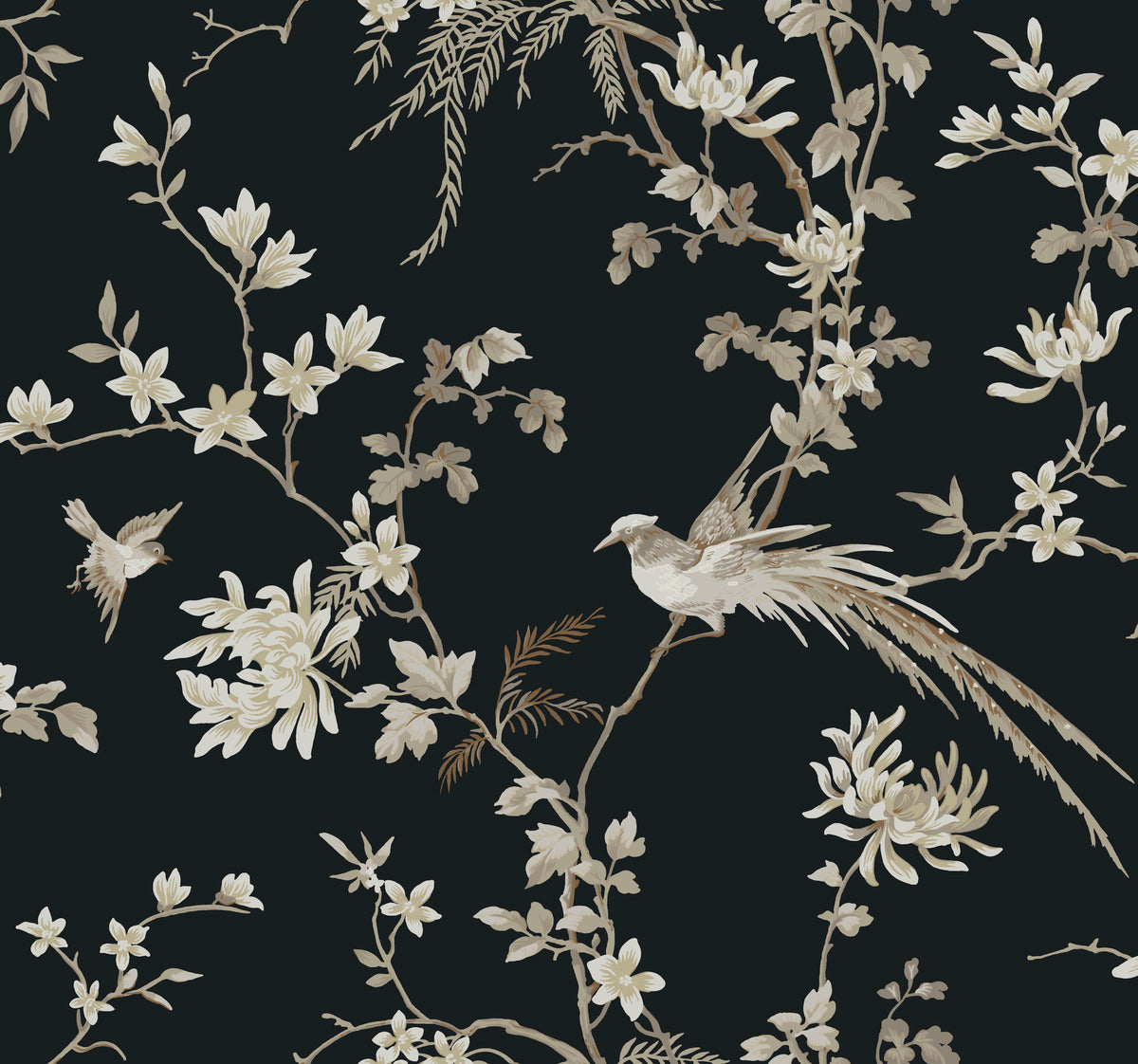 metallic, gold, silver, glint, scenic, chinoiserie, gold leaf, leopards, birds, acanthus, damask, leaf, leaves, classic, s...