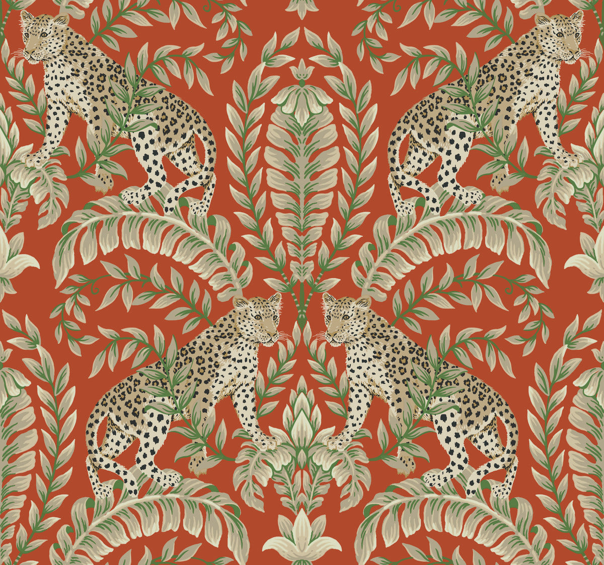 metallic, gold, silver, glint, scenic, chinoiserie, gold leaf, leopards, birds, acanthus, damask, leaf, leaves, classic, s...