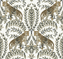 Load image into Gallery viewer, metallic, gold, silver, glint, scenic, chinoiserie, gold leaf, leopards, birds, acanthus, damask, leaf, leaves, classic, s...