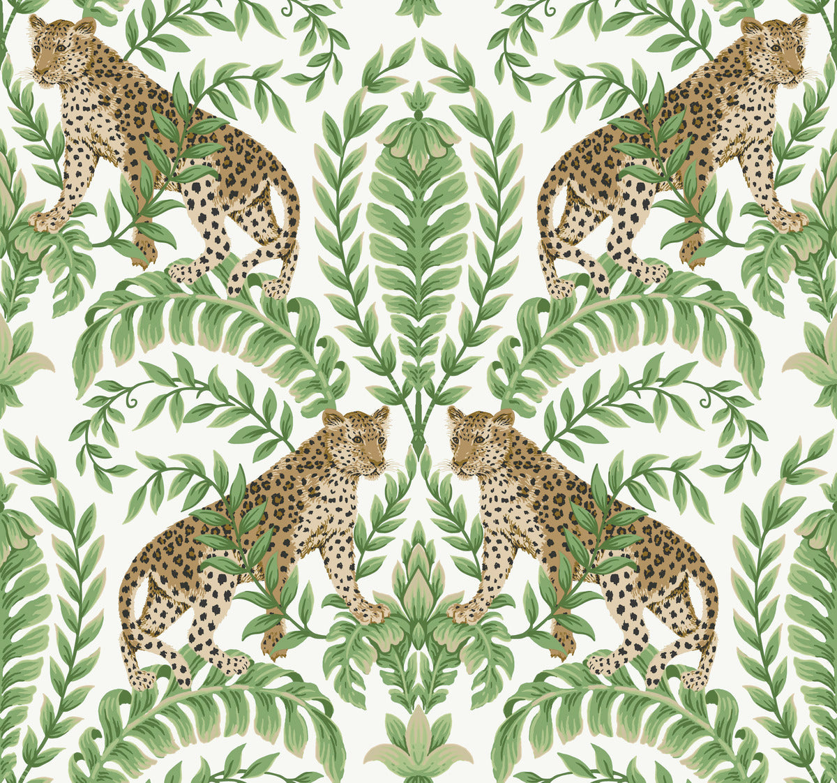 metallic, gold, silver, glint, scenic, chinoiserie, gold leaf, leopards, birds, acanthus, damask, leaf, leaves, classic, s...